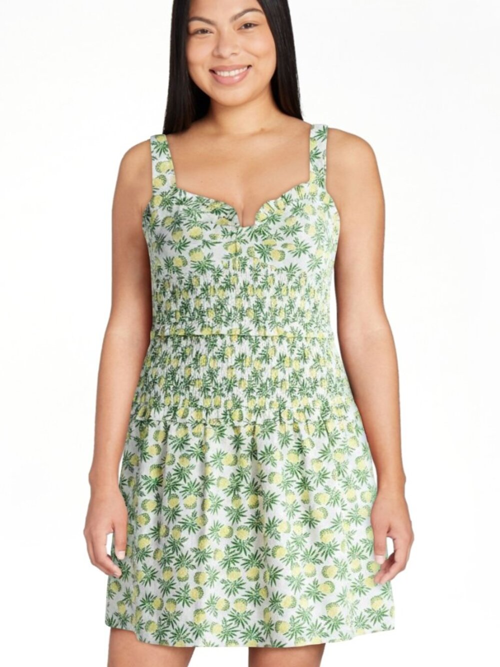 FREE ASSEMBLY Women's Pineapple Tiered Smocked Mini Dress